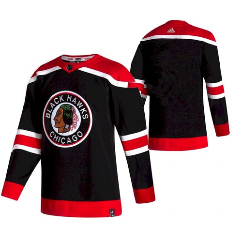 Men's Chicago Blackhawks Blank 2020-21 Black Reverse Retro Stitched NHL Jersey