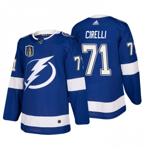 Men's Tampa Bay Lightning #71 Anthony Cirelli 2022 Blue Stanley Cup Final Patch Stitched Jersey