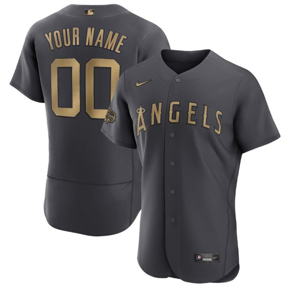 Men's Los Angeles Angels Active Player Custom Charcoal 2022 All-Star Flex Base Stitched Baseball Jersey