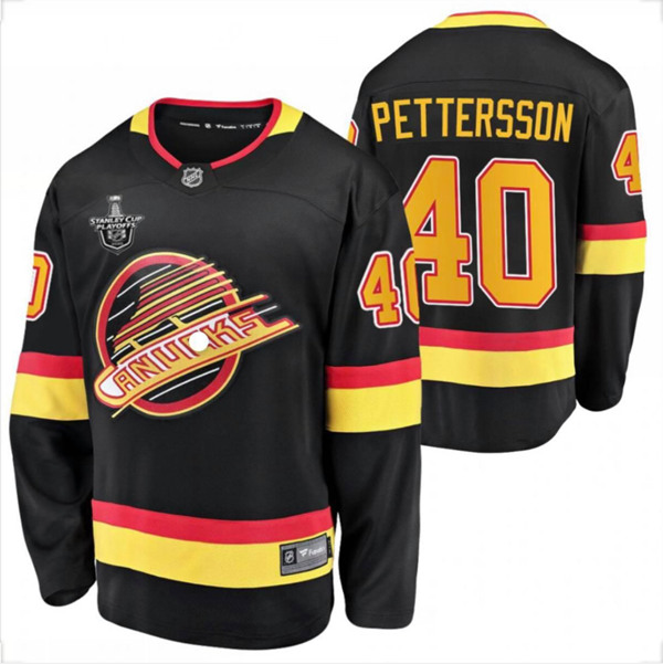 Men's Vancouver Canucks #40 Elias Pettersson Black Stitched NHL Jersey