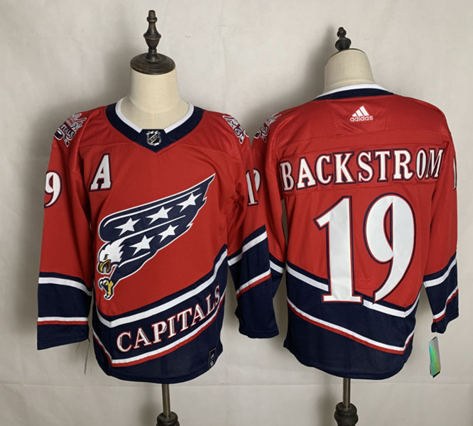 Men's Washington Capitals #19 Nicklas Backstrom 2021 Red Reverse Retro Stitched NHL Jersey