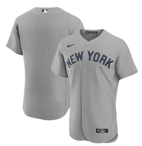 Men's New York Yankees Blank 2021 Gray Field of Dreams Flex Base Stitched Baseball Jersey