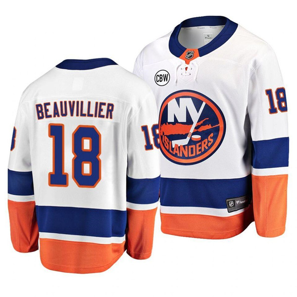 Men's New York Islanders #18 Anthony Beauvillier White Stitched NHL Jersey