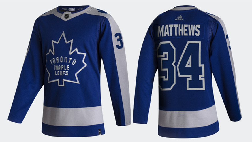 Men's Toronto Maple Leafs #34 Auston Matthews 2021 Blue Reverse Retro Stitched NHL Jersey