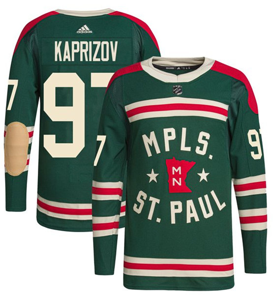 Men's Minnesota Wild #97 Kirill Kaprizov 2022 Green Winter Classic Stitched Jersey