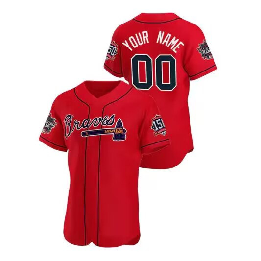 Men's Atlanta Braves White ACTIVE PLAYER Custom 2021 Red All Star With 150th Patch Stitched Jersey