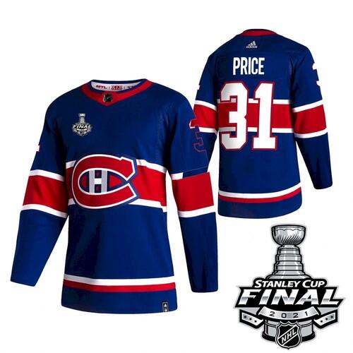 Men's Montreal Canadiens #31 Carey Price 2021 Blue Stanley Cup Final Stitched NHL Jersey