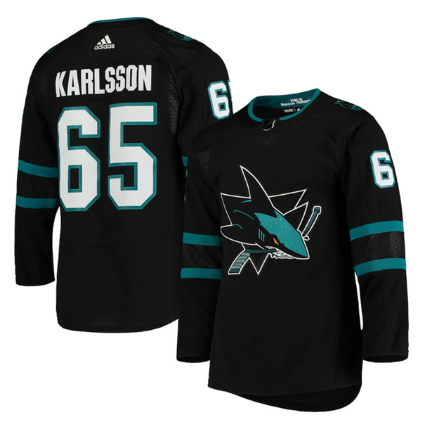 Men's San Jose Sharks #65 Erik Karlsson Black Stitched NHL Jersey