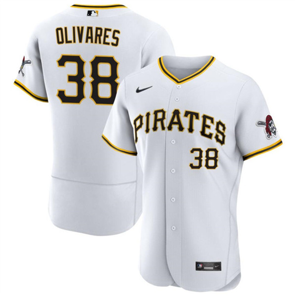 Men's Pittsburgh Pirates #38 Edward Olivares White Flex Base Baseball Stitched Jersey