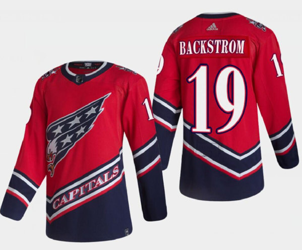Men's Washington Capitals #19 Nicklas Backstrom 2021 Red Reverse Retro Stitched Jersey