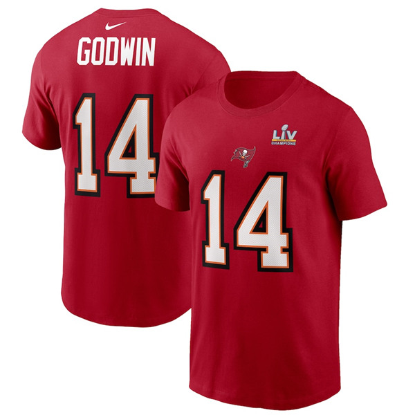 Men's Tampa Bay Buccaneers #14 Chris Godwin Red Super Bowl LV NFL T-Shirt