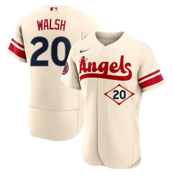 Men's Los Angeles Angels #20 Jared Walsh 2022 Cream City Connect Flex Base Stitched Jersey