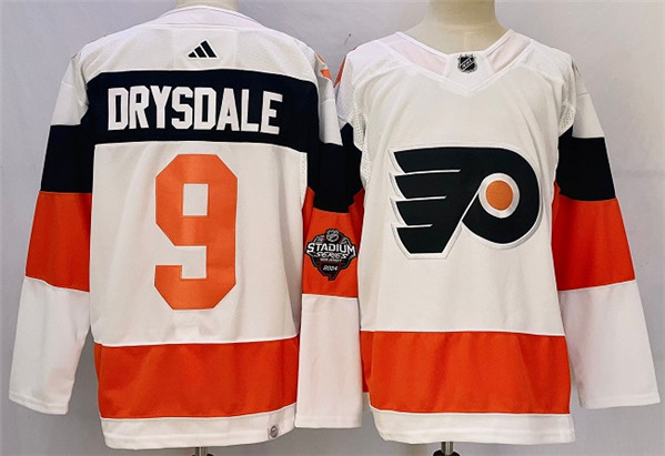 Men's Philadelphia Flyers #9 Jamie Drysdale White 2023-2024 Stadium Series Stitched Jersey