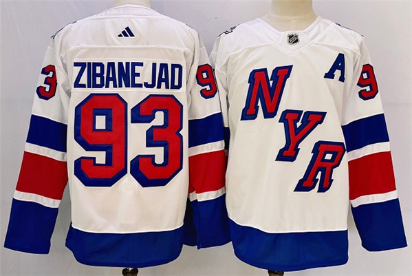 Men's New York Rangers #93 Mika Zibanejad White 2023-2024 Stadium Series Stitched Jersey
