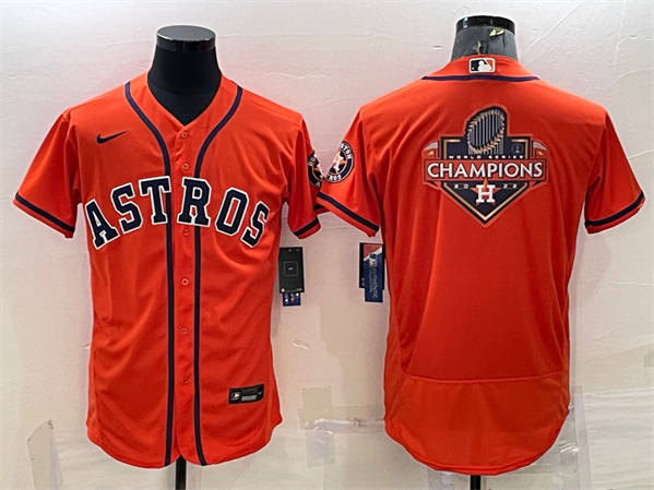 Men's Houston Astros Orange 2022 World Series Champions Team Big Logo Flex Base Stitched Jersey