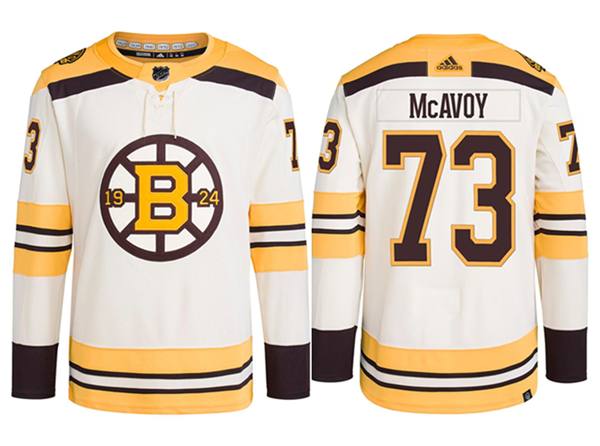 Men's Boston Bruins #73 Charlie McAvoy White Stitched Jersey
