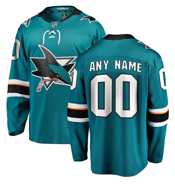 Men's San Jose Sharks Custom Name Number Teal Stitched Jersey