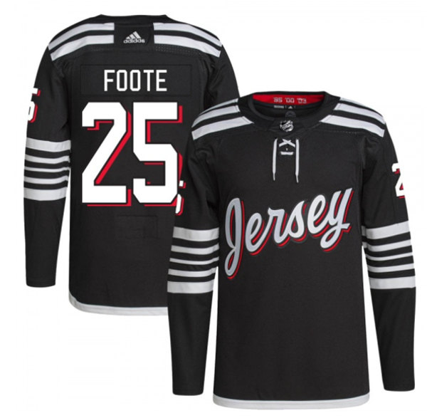 Men's New Jersey Devils #25 Nolan Foote 2021/22 Black Stitched Jersey