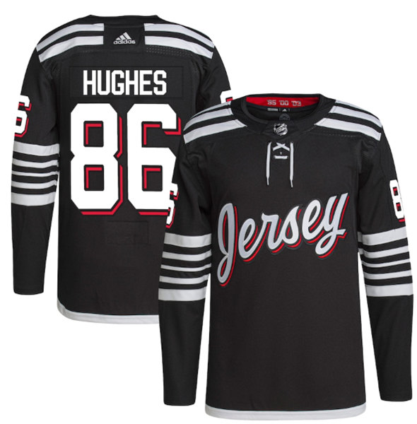 Men's New Jersey Devils #86 Jack Hughes 2021/22 Black Stitched Jersey