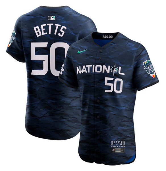 Men's Los Angeles Dodgers #50 Mookie Betts Royal 2023 All-Star Flex Base Stittched Jersey