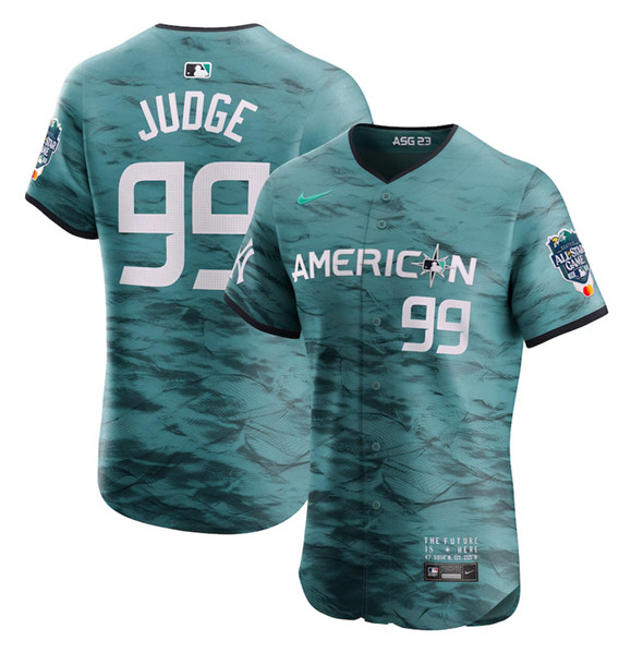 Men's New York Yankees #99 Aaron Judge Teal 2023 All-Star Flex Base Stittched Jersey