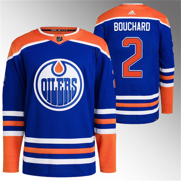 Men's Edmonton Oilers #2 Evan Bouchard Royal Stitched Jersey