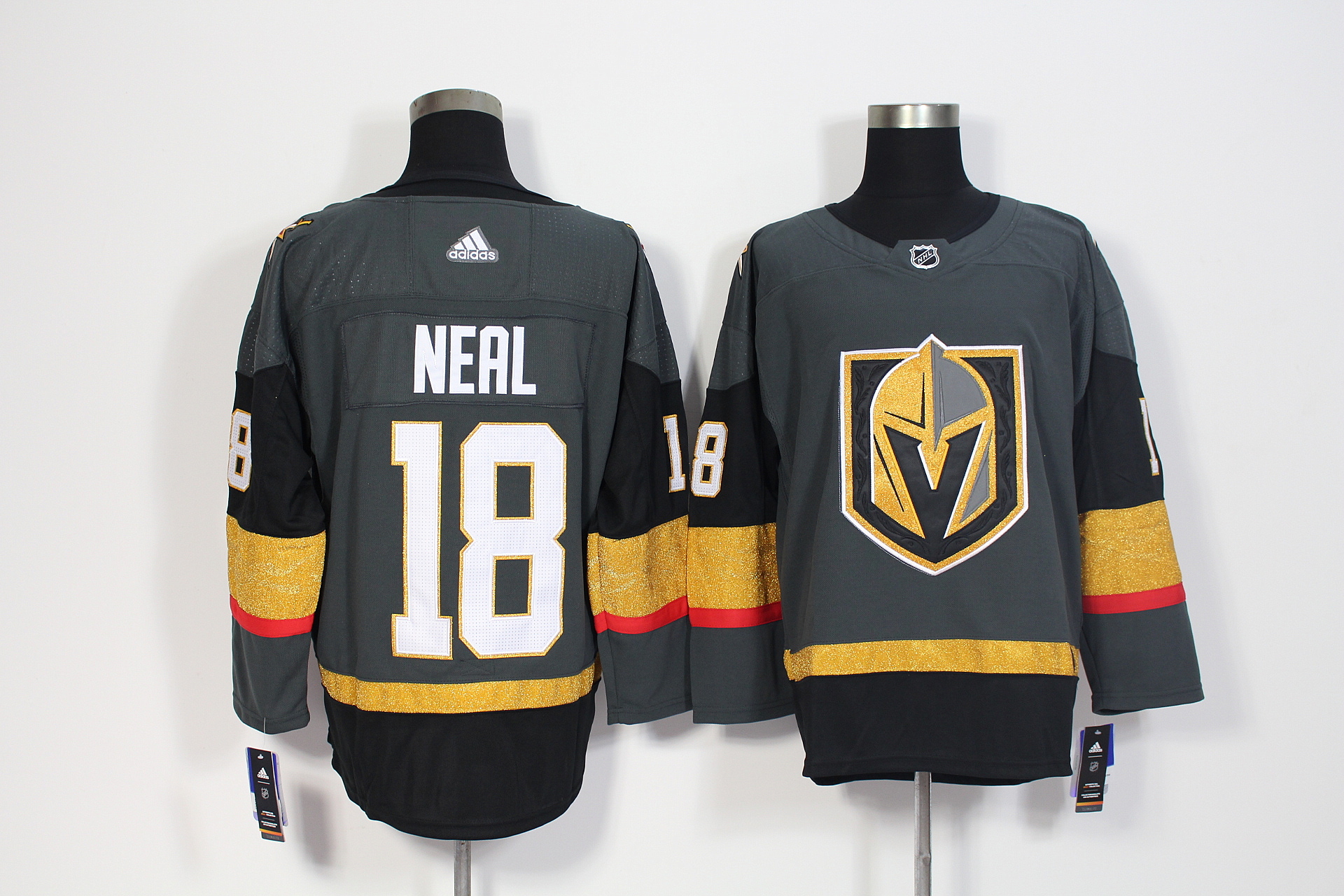 Men's Adidas Vegas Golden Knights #18 James Neal Grey Stitched NHL Jersey