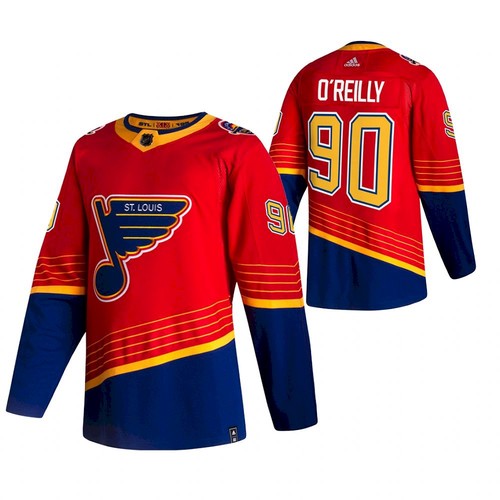 Men's St. Louis Blues #90 Ryan O'Reilly 2021 Red Reverse Retro Stitched Jersey