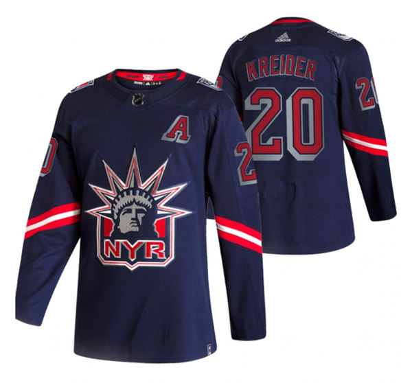 Men's New York Rangers #20 Chris Kreider 2021 Navy Reverse Retro Stitched Jersey