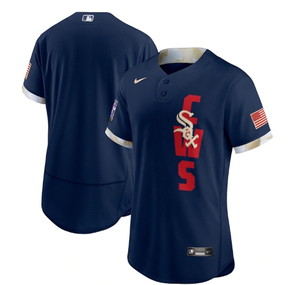 Men's Chicago White sox Blank 2021 Navy All-Star Flex Base Stitched MLB Jersey