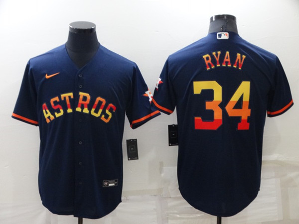 Men's Houston Astros #34 Nolan Ryan 2022 Navy Cool Base Stitched Jersey