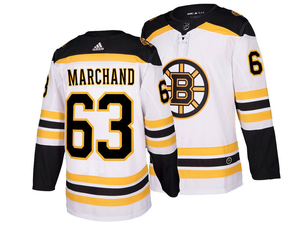 Men's Adidas Boston Bruins #63 Brad Marchand White Stitched NHL Jersey