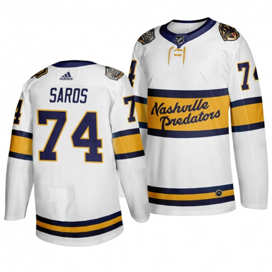 Men's Nashville Predators adidas#74 Juuse Saros White 2020 Winter Stitched NHL Jersey