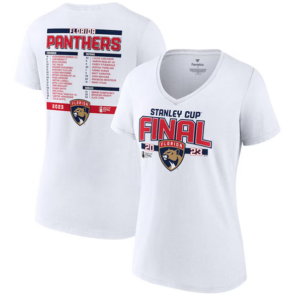 Women's Florida Panthers White 2023 Stanley Cup Final Roster T-Shirt