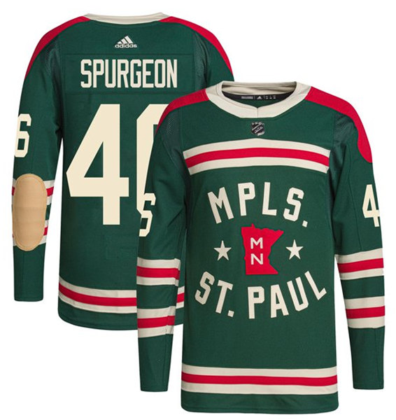 Men's Minnesota Wild #46 Jared Spurgeon 2022 Green Winter Classic Stitched Jersey