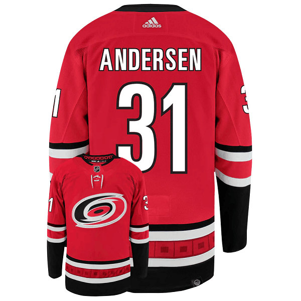 Men's Carolina Hurricanes #31 Frederik Andersen Red Stitched Jersey