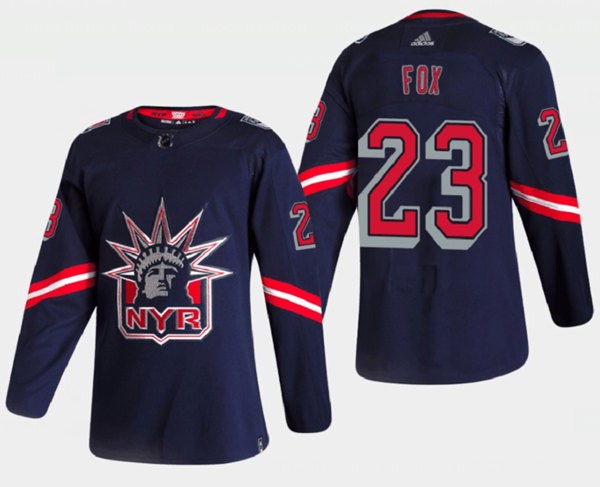 Men's New York Rangers #23 Adam Fox 2021 Navy Reverse Retro Stitched Jersey