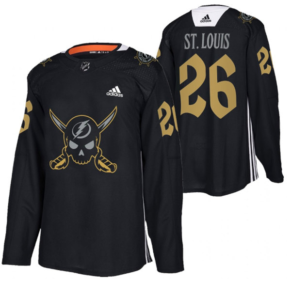Men's Tampa Bay Lightning #26 Martin St. Louis Black Gasparilla inspired Pirate-themed Warmup Stitched Jersy