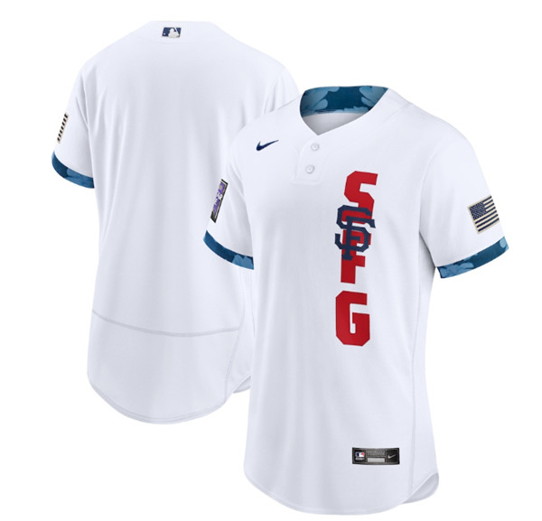 Men's San Francisco Giants Blank 2021 White All-Star Flex Base Stitched MLB Jersey