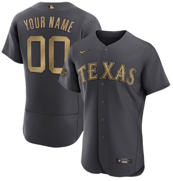 Men's Texas Rangers Active Player Custom Charcoal 2022 All-Star Flex Base Stitched Baseball Jersey