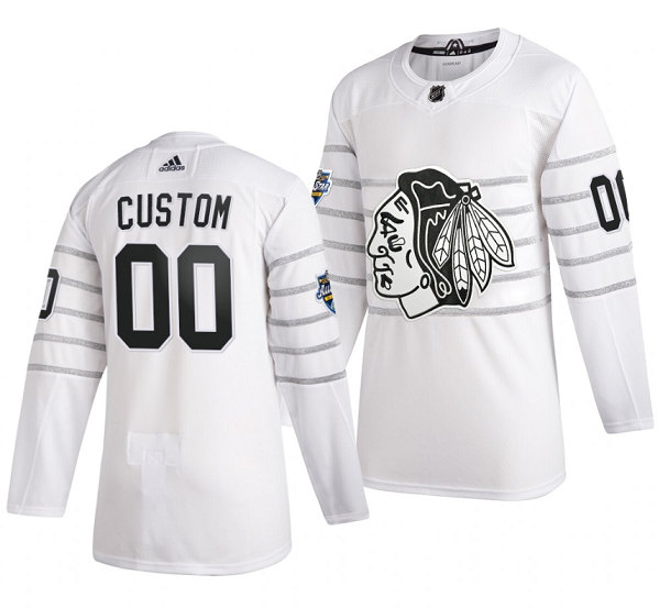 Men's Chicago Blackhawks Custom 2020 White All Star Stitched Jersey