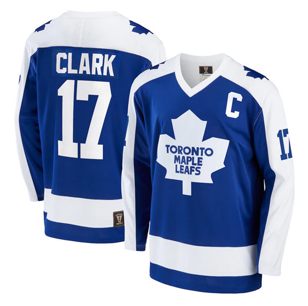 Men's Toronto Maple Leafs #17 Wendel Clark Blue Stitched Jersey
