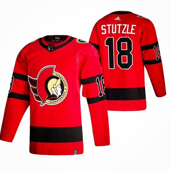 Men's Ottawa Senators #18 Tim Stutzle 2021 Red Reverse Retro Stitched NHL Jersey