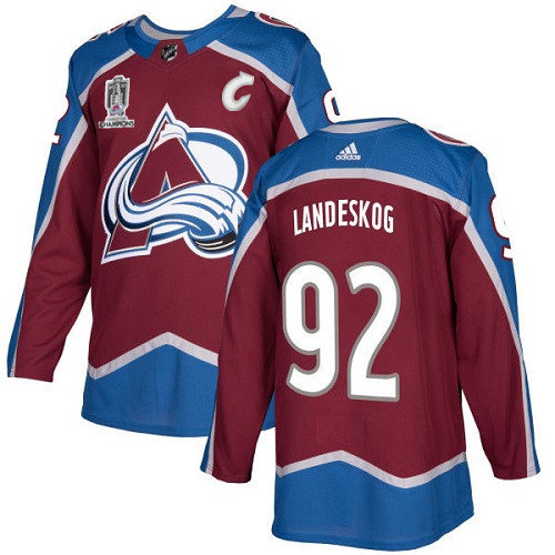Men's Colorado Avalanche #92 Gabriel Landeskog 2022 Stanley Cup Champions Patch Stitched Jersey