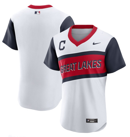 Men's Cleveland Indians Blank 2021 White Little League Classic Home Flex Base Stitched Baseball Jersey