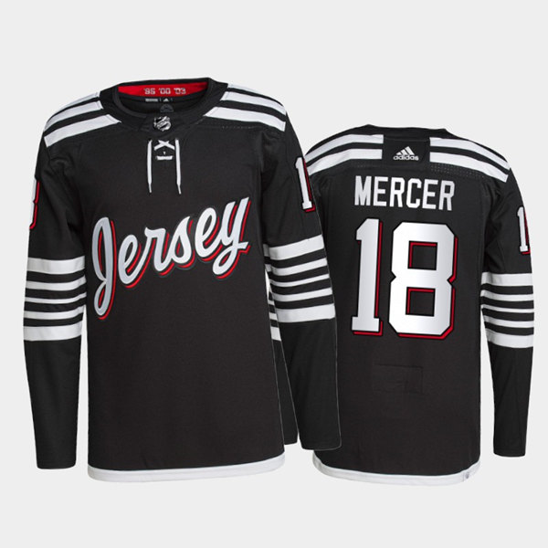 Men's New Jersey Devils #18 Dawson Mercer 2021/22 Black Stitched Jersey