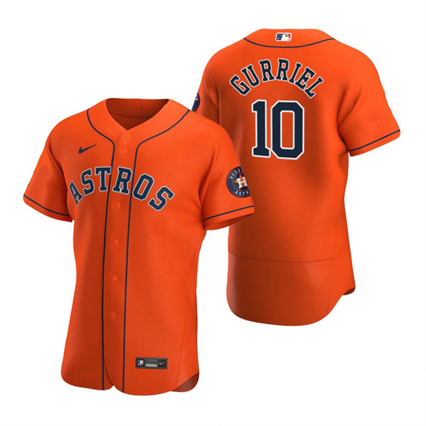 Men's Houston Astros #10 Yuli Gurriel Orange Flex Base Stitched Jersey