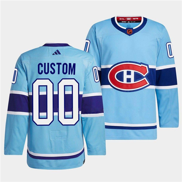 Men's Montreal Canadiens Custom Blue 2022-23 Reverse Retro Stitched Jersey