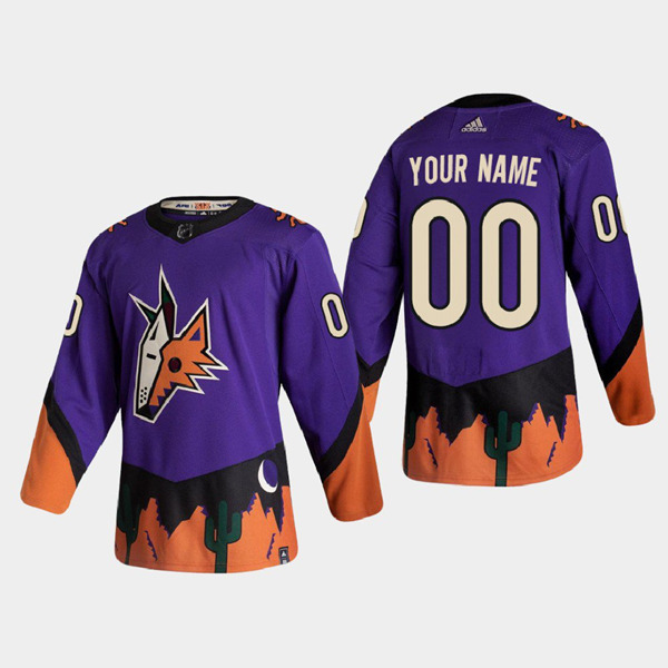 Men's Arizona Coyotes Custom Purple 2020-21 Reverse Retro Stitched NHL Jersey