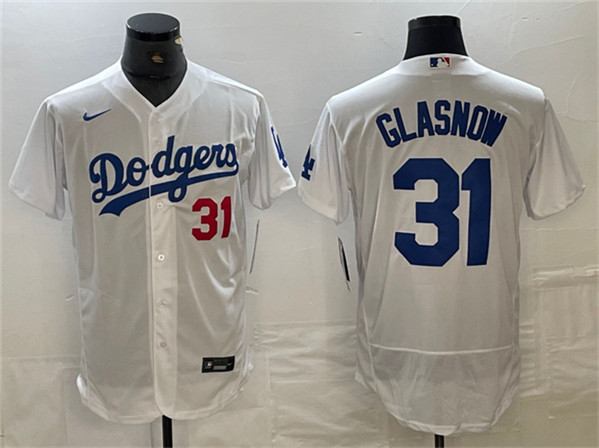 Men's Los Angeles Dodgers #31 Tyler Glasnow White Flex Base Stitched Baseball Jersey